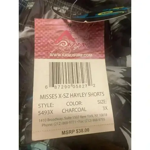 Kanu Surf Misses Haley Board Shorts Size 3X Charcoal Blue NWT $38 Gray