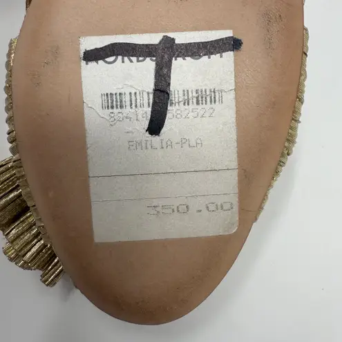 Loeffler Randall Emilia Knot Slide Sandal Women's 6 B Gold Kitten Heels Bow NWOB