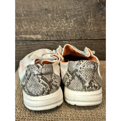 Hey Dude Women's Size 7 Wendy Snake Linen White Cotton Canvas Slip On Shoes