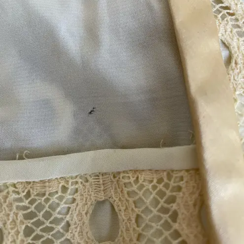 Vintage Yellow Eyelet Knit Woven Blouse