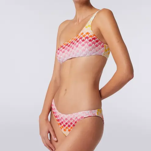 Missoni Mare one-shoulder metallic crochet-knit bikini