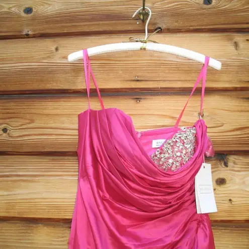 Mac Duggal Pink 2211 STRAPLESS EMBELLISHED SWEETHEART NECKLINE SATIN GOWN