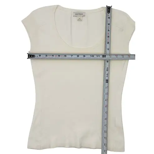 Club Monaco Womens Ivory Knit Scoop Neck Short Sleeve Top Size S