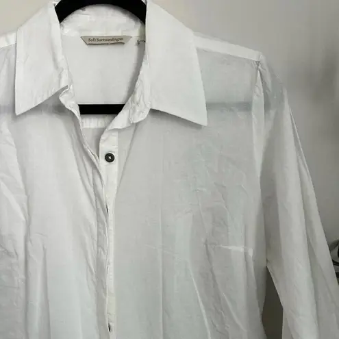 Soft Surroundings NWOT  White 100%‎ Cotton Collared Button Down Shirt Dress small