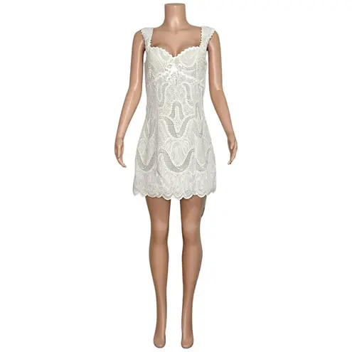 Elliatt Eliza Lace Lattice Mini Dress, Ivory, Medium