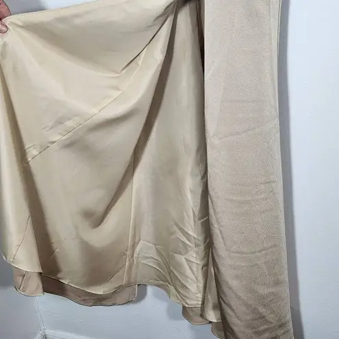 Allure Champagne Sleeveless Formal Mermaid Dress Size 6 Champagne Prom Dress Gold