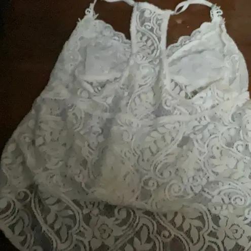 Linea Donatella White Lace Cotton Mesh Bridal Pajama Lingerie Set Sz. S