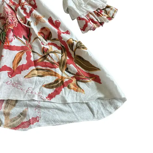 Antica Sartoria White Bohemian Tropical Print Dress Swimsuit Cover Up Size Small