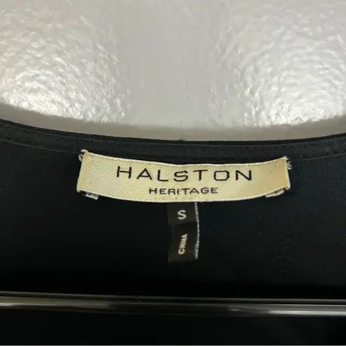 Halston Heritage Black Satin Hi-Low Kimono Sleeve V-neck Top/Blouse Size Small