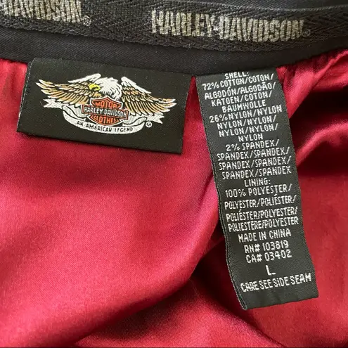 Harley Davidson Zip Up Motorcycle Biker Jacket Black/Red Lining Size Large Black