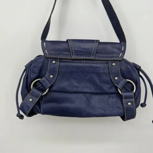 Hype Blue/Purple Leather Buckle Shoulder Bag Y2k Style Blue