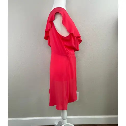 BCBGMAXAZRIA  Coral Pink Asymmetric Peplum Wrap Top Size Small NWT