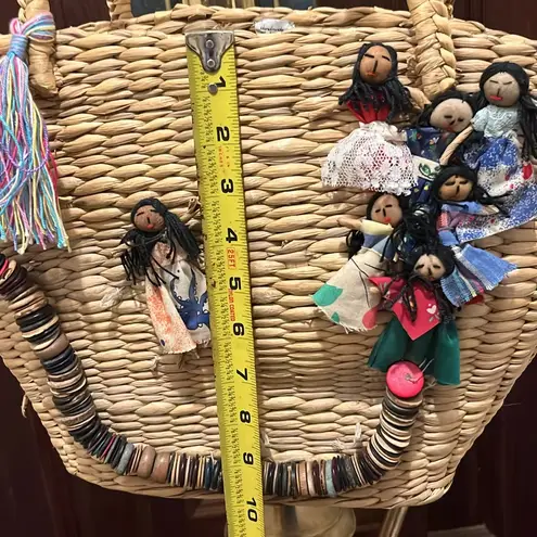 Vintage Woven Straw Basket Handbag Tote Bag