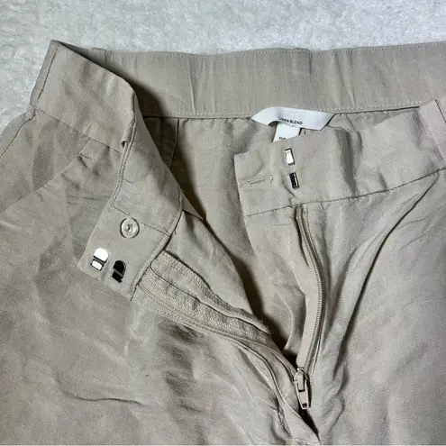 Beige Linen Blend High Rise Shorts