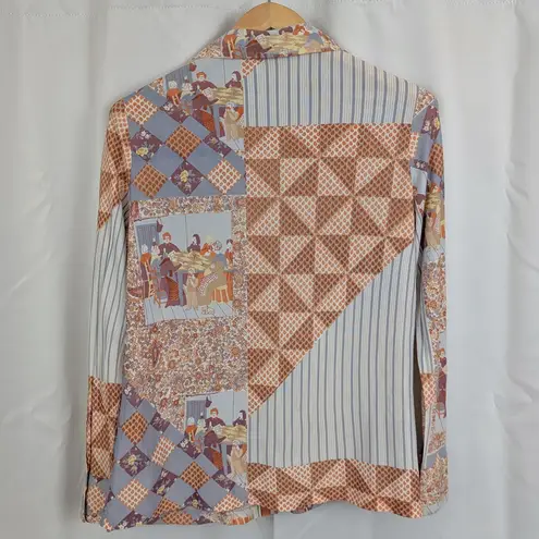 70's Barry Ashley Ladies' Disco patchwork style shirt 38 Orange Size M