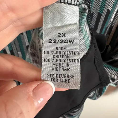 Catherines Geometric Stripe Tunic Top Size 2X Stretch Artsy Comfy Office Casual