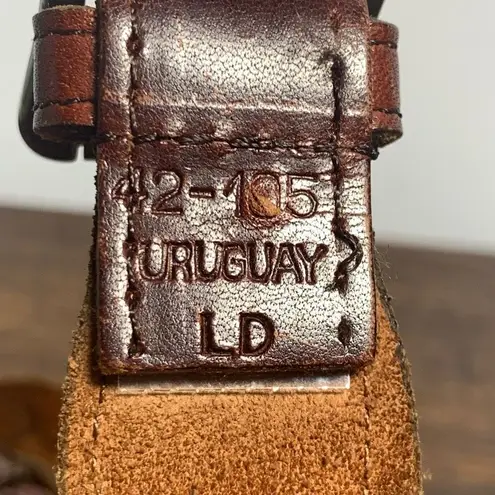 Women's Made in Uruguay Vintage Leather Woven Braided Buckle Belt Brown