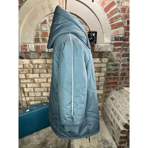 cocoon coat quilted hood 1980s gray toggle buttons Size undefined