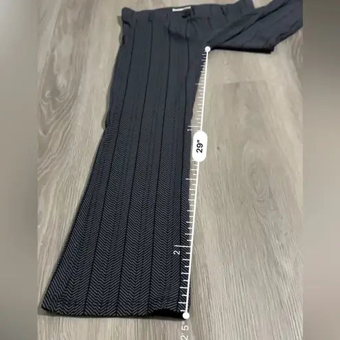Betabrand Black & Gray Chevron Stripe Print Mid Rise Wide Leg Pull On Pants Sz M