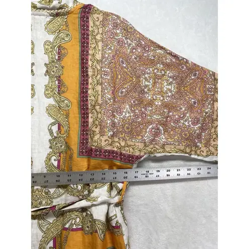 Magaschoni Kimono XS 100% Linen Orange Yellow Wrap Midi Dress $248 Swim coverup