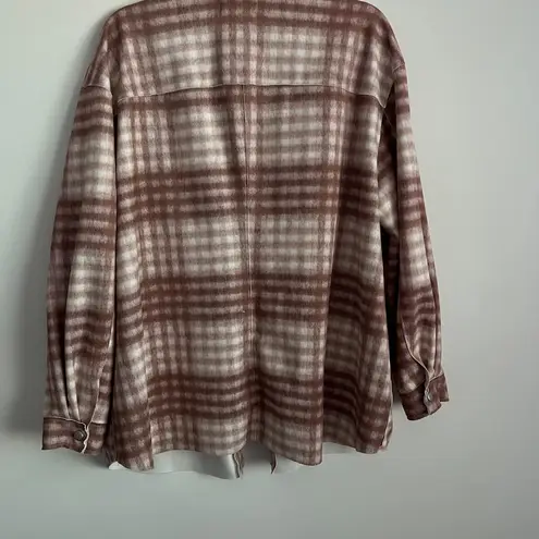 Workshop Republic Clothing Flannel Jacket-Pink Brown White-Women’s Size XL