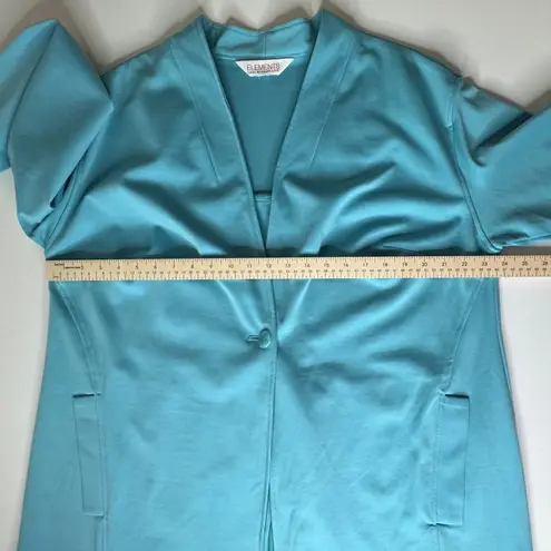 Isaac Mizrahi Elements Live! Knit Cardigan Blazer Aqua Blue Travel Office Chic