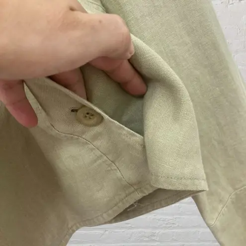 FOR THE REPUBLIC 100% Linen Open Front Blazer 12 - Tan Sage