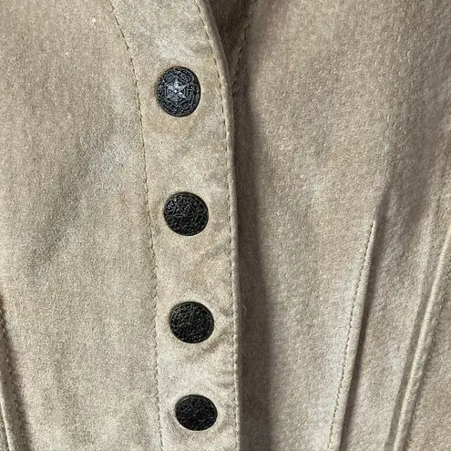 A.M.I. Leather Jacket Tan Brown Suede Button Up Womens Medium Career