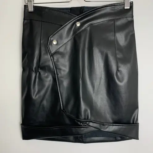 RtA Paloma Lambskin Vinyl Mini Skirt Black Neptune Womens 6 NEW
