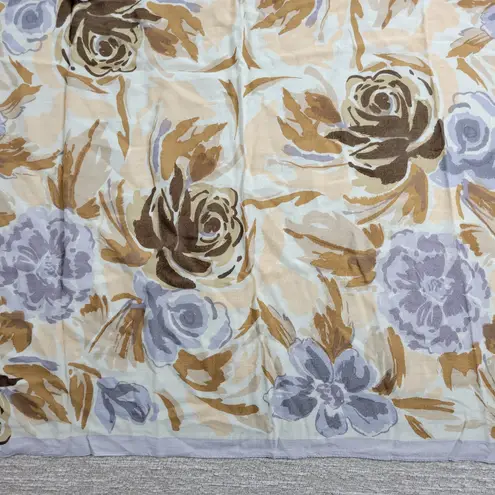 Oscar de la Renta VTG Floral Rayon Scarf Brown Square Accessory Street Japan
