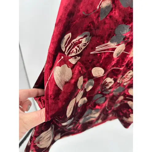 Caroline Rose Womens Red Floral Velvet Mini Dress Size L Tunic Holiday Vamp Goth Size L