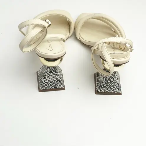 Circus by Sam Edelman Bobbie Ivory Sculpted Geometric Strappy Heels, Size 8