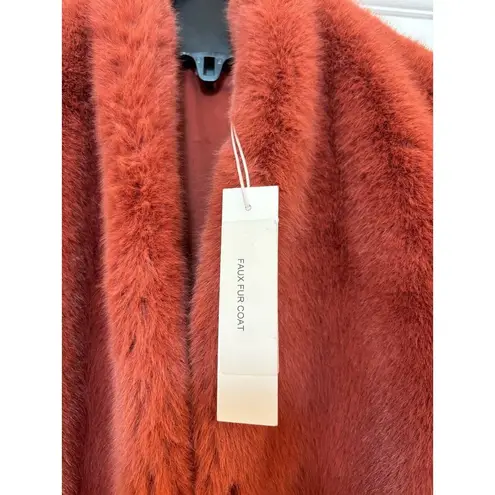 Michelle Mason NWT  Womens Size 0 Faux Fur Coat Red Orange Dune Heavyweight Warm‎