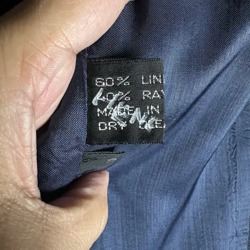 Vintage 80s Giorgio Sant'Angelo Navy Linen Rayon Blazer Sz 10 Made in Romania Blue