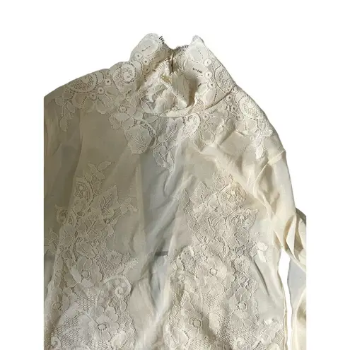 We Are HAH Take Hah Bow Reversible Lacey Bodysuit Cream Pink Women's Size S NWT