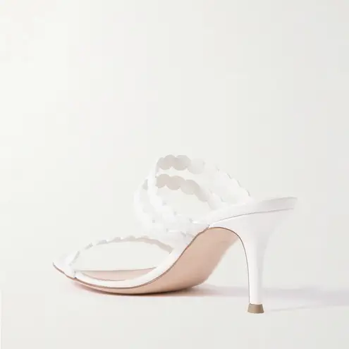 Gianvito Rossi NIB $895 Kay White Leather Scalloped Sandal Mules