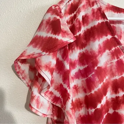 Torrid  Rusty Red Tulip Sleeve‎ Georgette Tie Dye Top 2X