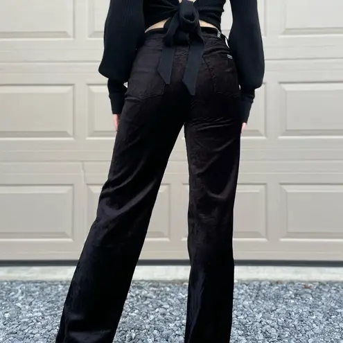 7 For All Mankind  High Waisted Black Velvet Wide Leg Jeans 28