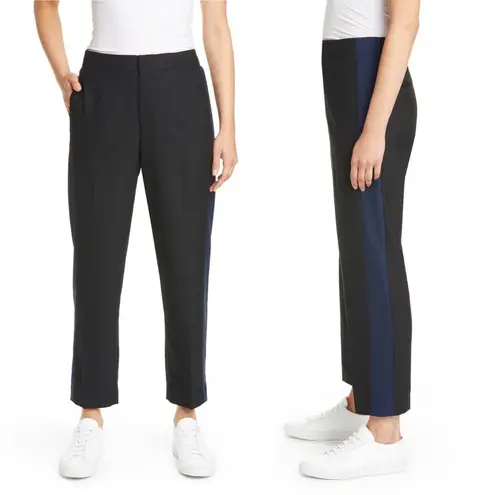 Club Monaco Wool Tuxedo Stripe Pants Black Base Cropped Ankle Size 4 NWT $179