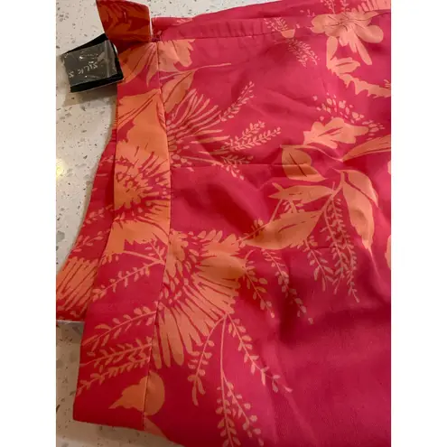 Worthington  100% SILK PINK FLORAL CAPRI PANTS WOMENS PLUS SIZE 28W