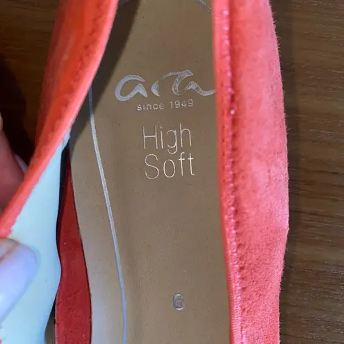 Ara Scout Bow Ballet Flats Luftpolster Orange Size 9