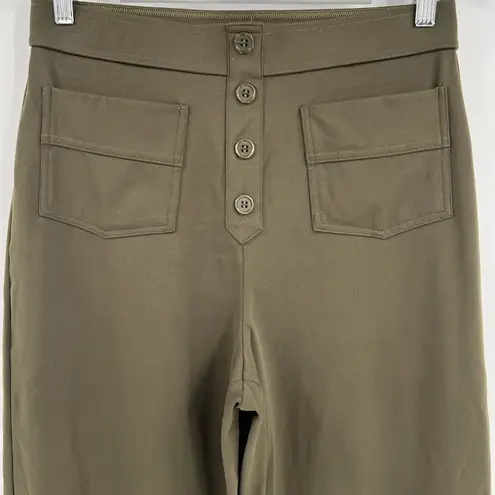 Halara High Waisted Button Pockets Straight Leg Pants Green Women's Size Large