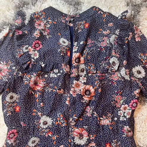 Lost + Wander Wander Cassidy Navy Blue Floral Print Mini Dress