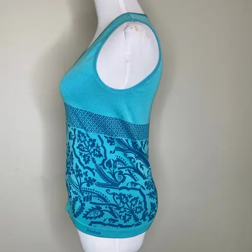 Reebok Blue Print Seamless Workout Tank Top Sz Medium