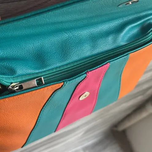 Orange and Pink Chevron Clutch with Geometric Design