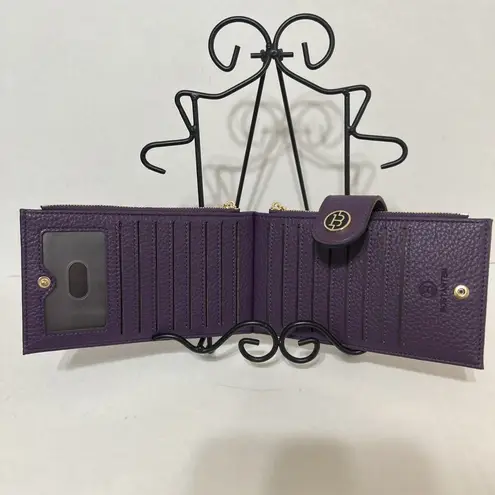 BOSTANTEN Purple Lomy Leather Slim Wallet Bifold Purse RFID 16 CC Slots + ID