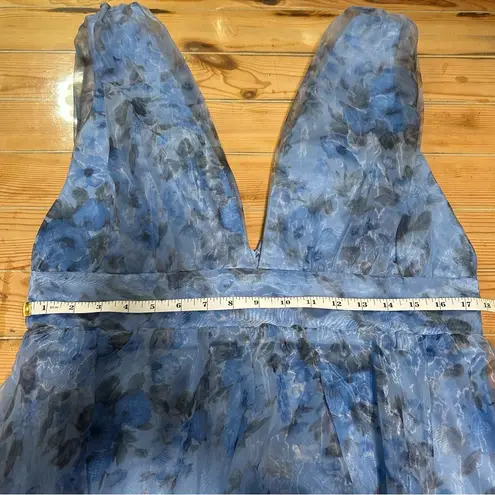Lulus Garden of Passion Blue Floral Print Organza Maxi Dress Size XL