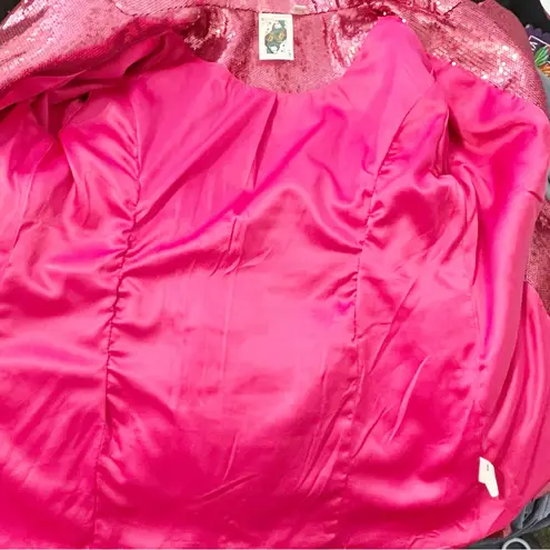 Queen of Sparkles Butterfly Pink Sequin Blazer Size XS