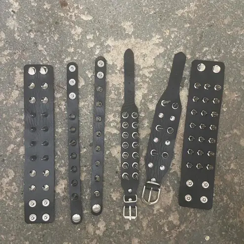 6 PCs Set Gothic PU leather Spike Bracelets “ THE SPIKE GOD “ Pack Black