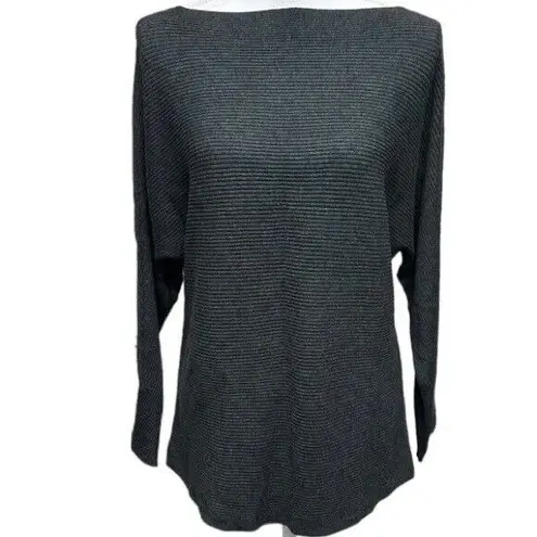 T Tahari Womans Charcoal Gray Boat Neck Long Sleeve Dolman Sweater Size L